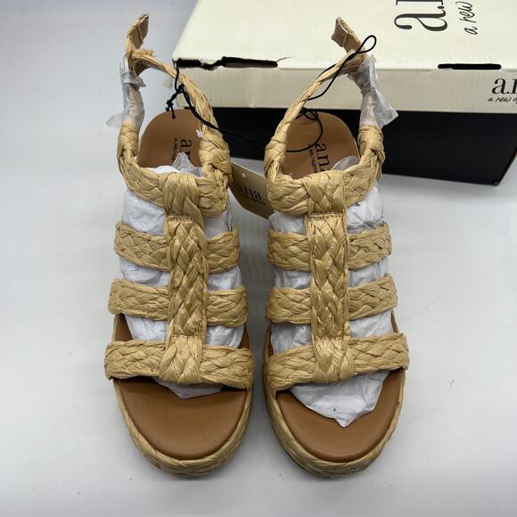 a.n.a Womens Merlin Wedge Sandals Brown Natural Size 7.5M - Picture 3 of 15